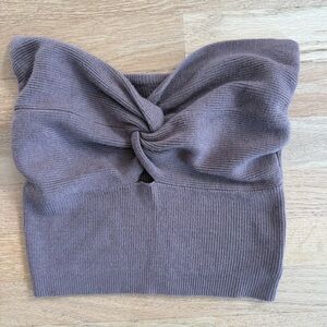 Knit Twist Tube Top in Gray